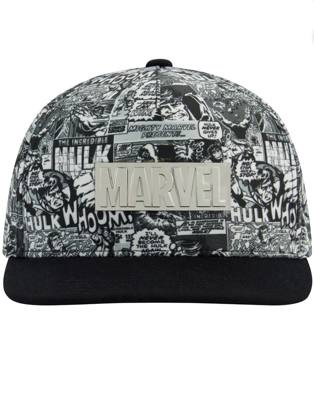 Marvel Comic Print Snapback Hat Cap Black White Adjustable Concept One NWT